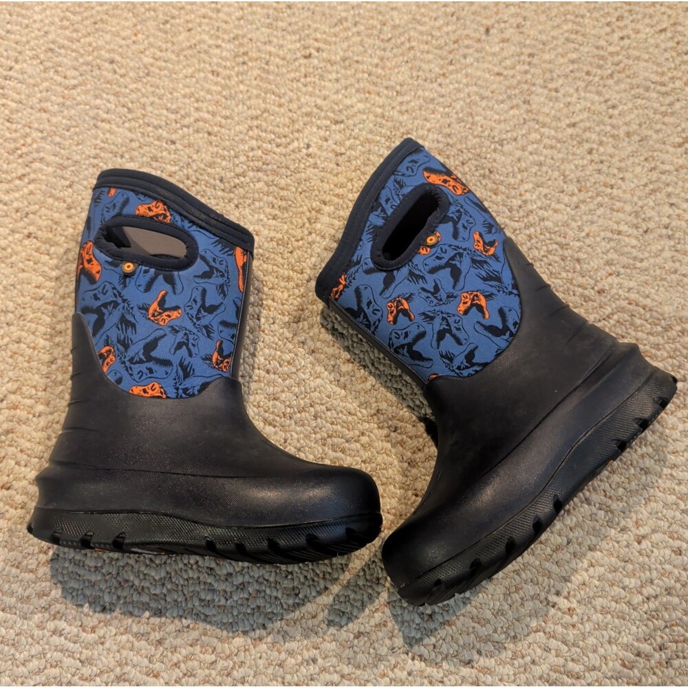 BOGS Neo Classic Winter Boots Kids Youth 13 Navy Cool Dino Blue Insulated